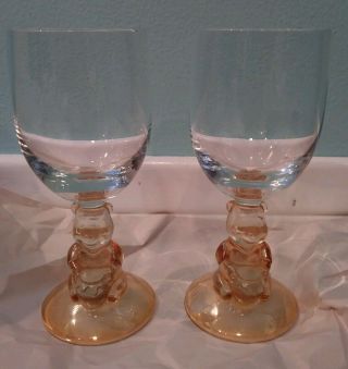 Walt Disney 2 Winnie The Pooh Wine Glasses/goblets Vintage Japan 6 1/2 Inch Tall