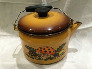 Vintage Sears Merry Mushroom Enamelware Metal Tea Pot
