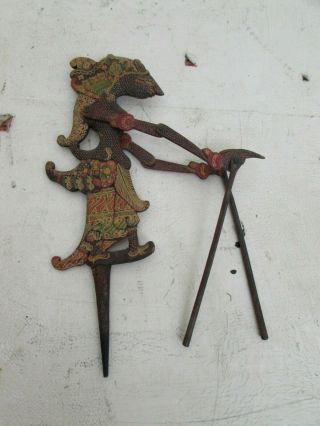 Vintage Signed,  Highly Detailed Hardwood Indonesia Shadow Puppet (wayang Kulit)