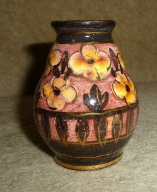 Rare Vintage Gouda Sarong 404 Hand Painted Floral Vase 1952 Signed