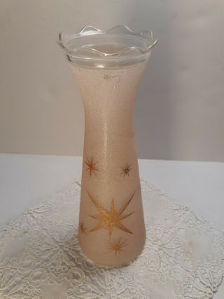 Vintage Bartlett Collins Vase Pebbled Glass Atomic Gold Starburst Pink Mid Mod