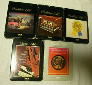 8 Track Tapes 1974,  1975,  1977,  1978 & 1979 Cadillac Rca Stereo In Sleeve &