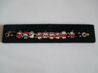 Vintage Santabear Collectibles Slide Charm Gold Tone Base Bracelet