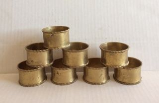 Set Of 8 Vintage Solid Brass Napkin Rings Holders 1 3/4” Dia X 1 1/8” W