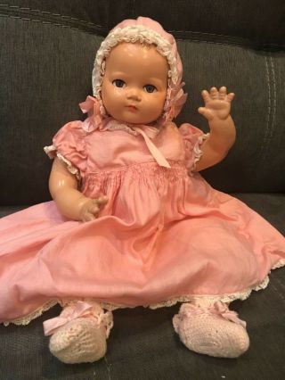 Vintage 1940’s Ideal Plassie 18” Baby Doll Plastic Composition So Sweet Dainty