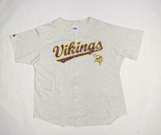 Nfl Minnesota Vikings Majestic Baseball Jersey Short Sleeve Button Down Size 2xl