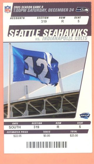 Indianapolis Colts Seattle Seahawks Bowl 2005 Tickets Stub Peyton Manning