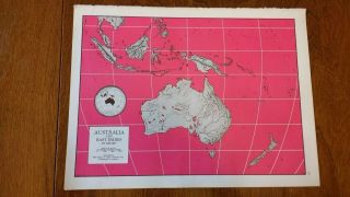 1961 Map Of Australia & East Indies In Relief - Map Of Australia On Reverse