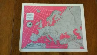 1961 Map Of Europe And Western Asia In Relief