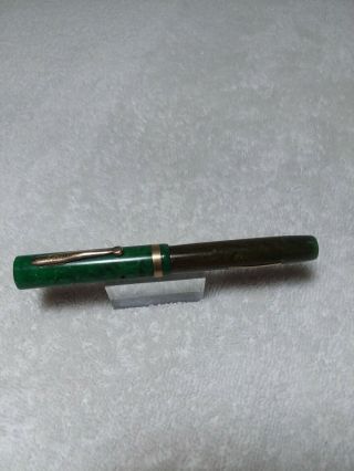 Vtg Sheaffer Flat Top Jade Green Lever Fill Fountain Pen W/lifetime Nib