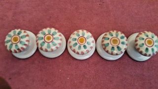 5 Vintage Porcelain Hand Painted Cabinet/ Drawer Knobs