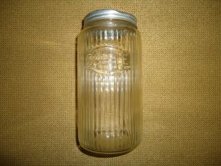 Vintage Hoosier Clear Glass Coffee Jar Canisters 8 " With Aluminum Lid
