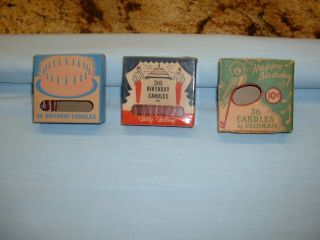 3 - VINTAGE BOXES OF BIRTHDAY CANDLES BETTY BOLLING - COLUMBIA - HOMESTEAD 2