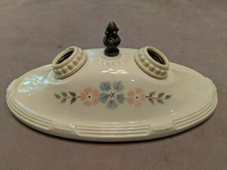 Vintage Porcelier Porcelain 2 - Bulb Ceiling Light Fixture,  Blue & Pink,  Rewired