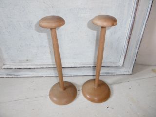 Vintage Wooden Hat Display Stand Millinery Stand X 2 Natural Wood 1950s