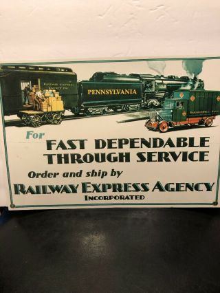 Railway Express Agency Sign Aluminum/tin Train Advertising