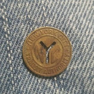 Vintage Nyc “good For One Fare” York City Transit Brass Subway Token