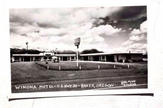 Vintage Winona Motel (mid Century) Baker Oregon U.  S.  Hwy 30 Photo Postcard