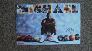 Rare - Michael Jordan - Wilson Basketballs Nba Poster 17 X 26 - 1990 