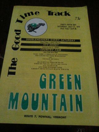 Green Mountain Race Park Greyhound Program July 21,  1979