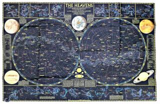 ⫸ 1970 - 8 Rare Heavens With Monthly Star Charts - National Geographic Map Poster