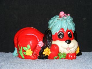 Vintage Ardco Groovy Puppy Dog Bank Made In Japan With Stopper & Label