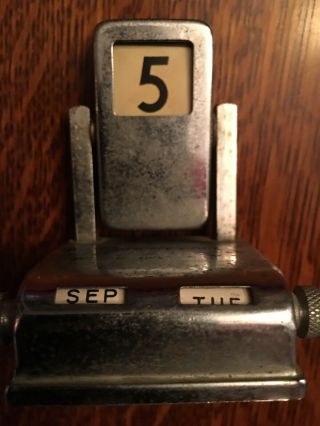 Vintage Perpetual Desk Flip Calendar Silver Metal.  Rare Find Paramount Coffee Co