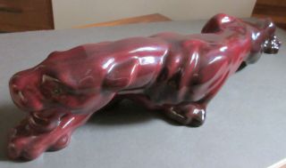 Antique 1950s Mid Century Modern Panther Art Pottery Sculpture Rare Color
