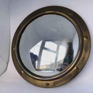 Vintage Brass Bulls Eye Porthole Glass Mirror Convex Round Boho Feature Wall