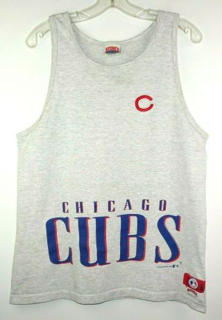 Nutmeg Chicago Cubs 1992 Rare Vtg Tank Top Baseball Size Large Gray Mlb Shirt