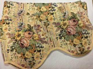 Vintage Traditional Pair Valance Rose Floral Tapestry Scallop Cell Industries
