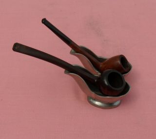 Vintage Dunhill Cast Pewter Pipe Rest - DOUBLE 2 - Pipe - Crown & Rose London made 2