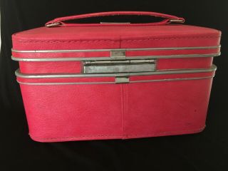Vintage Samsonite Silhouette Hot Pink Train Cosmetic Travel Case Mcm