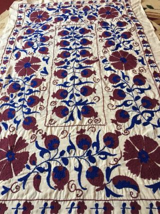 Medium Uzbek Vintage 100 Wall Decor Hand Embroidered Tablecloth Suzani