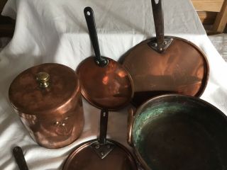 5 x GEORGIAN / EARLY VICTORIAN PAN LIDS,  A LIDDED POT & A JAM PAN 2