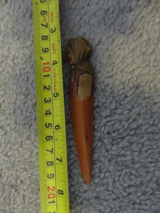 Vintage Wood " Old Lady " Letter Opener Hand Carved Hand Painted Italy 4 - 1/2in