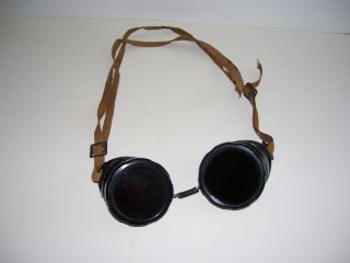 Vintage Motorcycle Welding Steampunk Green Lens Goggle Glasses