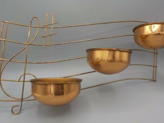 Mid Century Modern Wall 3 Planter Wall Candle Sconce Copper Treble Music Note