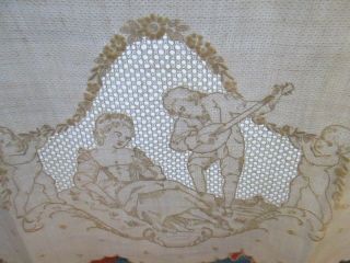 Antique Vintage Figural Appenzell Lace Embroidered Hand Towel " Courting Couple "
