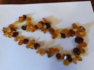 Vintage Baltic Amber Necklace 64.  5 Grams 100 Natural Assorted Shades And Shapes