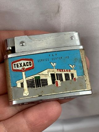 Vintage Flat Advertising Pocket Lighter - Texaco Gasoline Tony R&r Westbury Ny