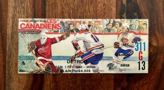 Nhl Detroit Red Wings Vs Montreal Canadiens Ticket Stub - February 1,  1992