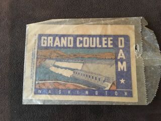 Vintage 1950 " Grand Coulee Dam " Washington State Travel Water Decal Art