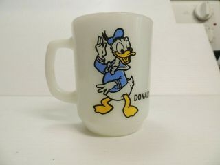 Vtg Walt Disney Productions Milk Glass Mug Anchor Hocking Pepsi Donald Duck Fire
