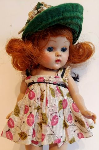 1950 - 53 Strung Non - Walker Red Haired Vogue Ginny Doll W/ Clothing & Shoes