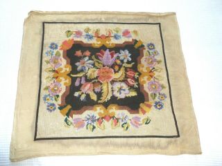 Lovely Vintage Antique Hand - Stitched Wool Tapestry Floral Jacobean Arts & Crafts