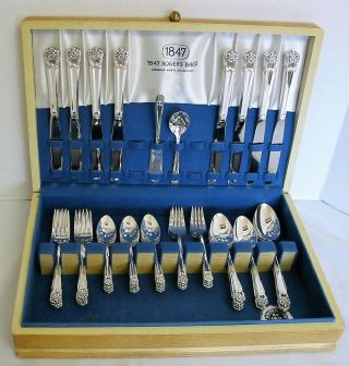 53 Piece Set Eternally Yours Silverplate Flatware With Chest 1847 Rogers Bros