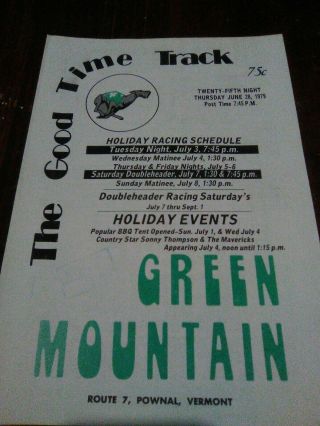 Green Mountain Race Park Greyhound Program June 28,  1979