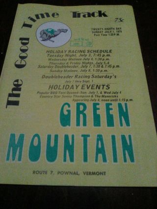 Green Mountain Race Park Greyhound Program July 1,  1979