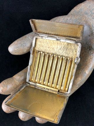 Arts&crafts Movement Sterling Silver Cigarette Case: Gold Washed Interior 125.  4g